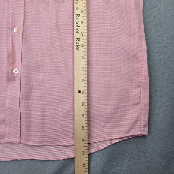 Lacoste Shirt Men 42 Large Red Micro Check Button Down Long Sleeve France Preppy - Picture 9 of 13